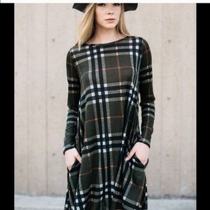 Chic Plaid Tunic Swing Dress